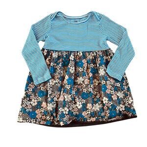 Tea Collection Mixed Print Long Sleeve Dress Striped/Floral | 24m